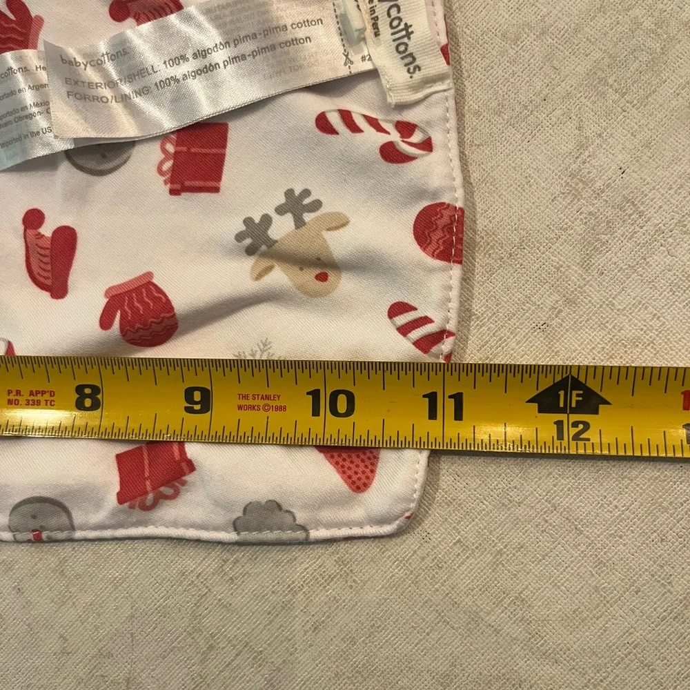Baby cottons Red and White Holiday graphic symbol Bib. Adjustable.